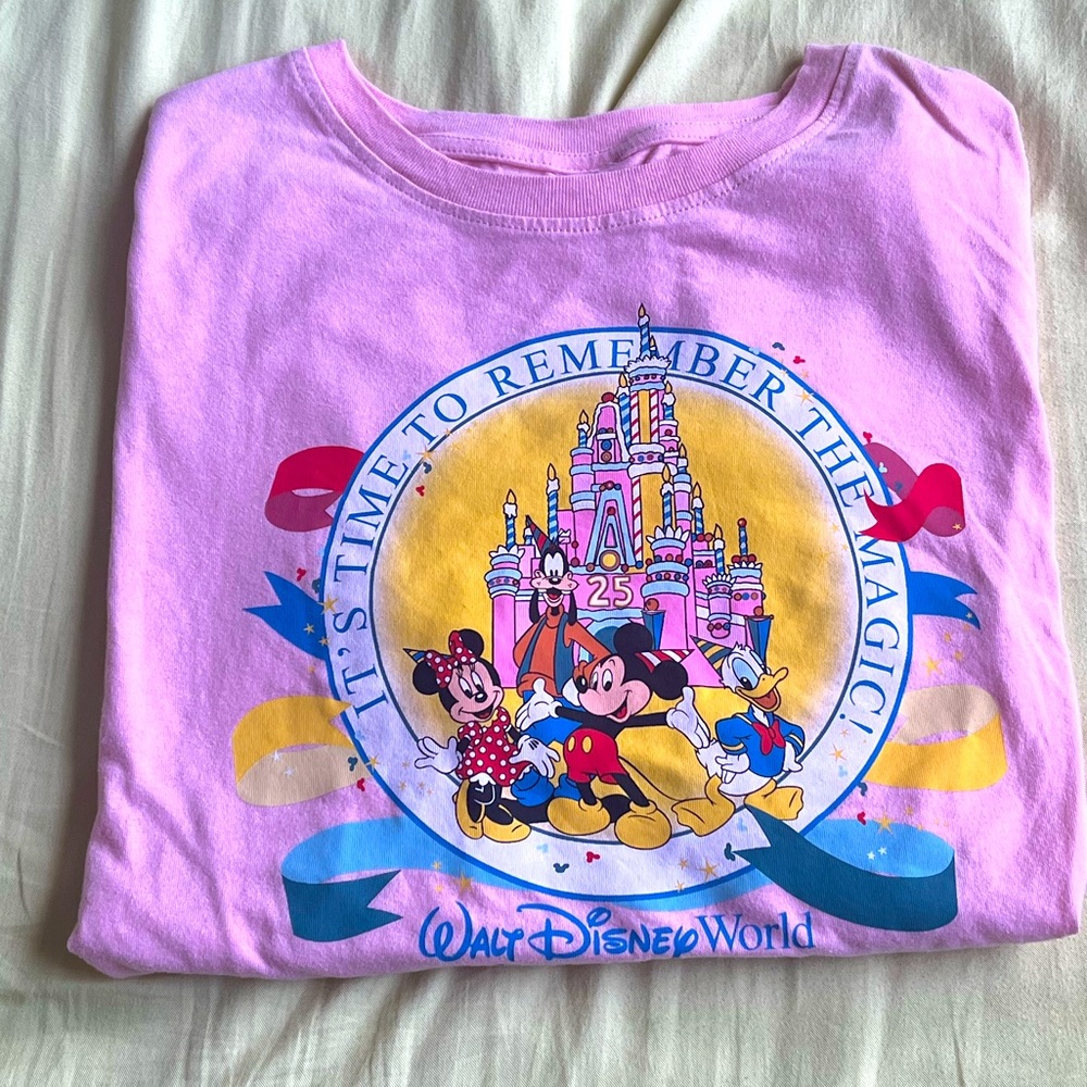 (NWOT!) pink Disney World exclusive 25th anniversary birthday cake castle shirt